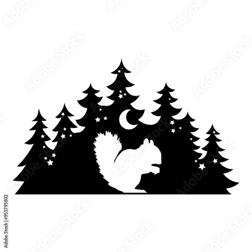 Forest Silhouette Squirrel