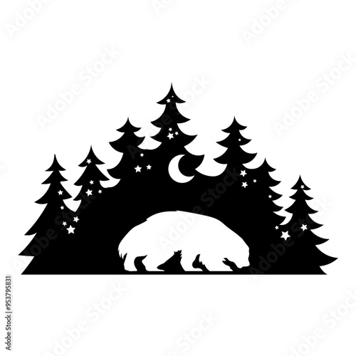 Forest Silhouette Wolverine