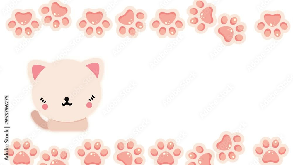 Cute frame cat with paw, 2d looping animation Cute frame cat with paw, 2d looping animation