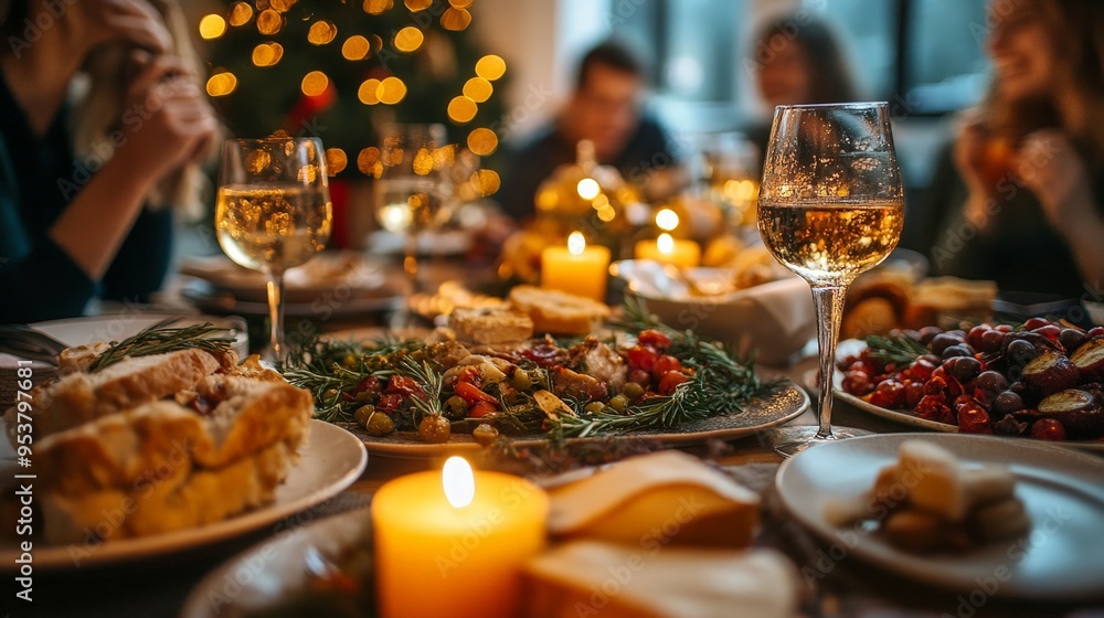 Family Enjoying Festive Dinner With Laughter Family Enjoying Festive Dinner With Laughter