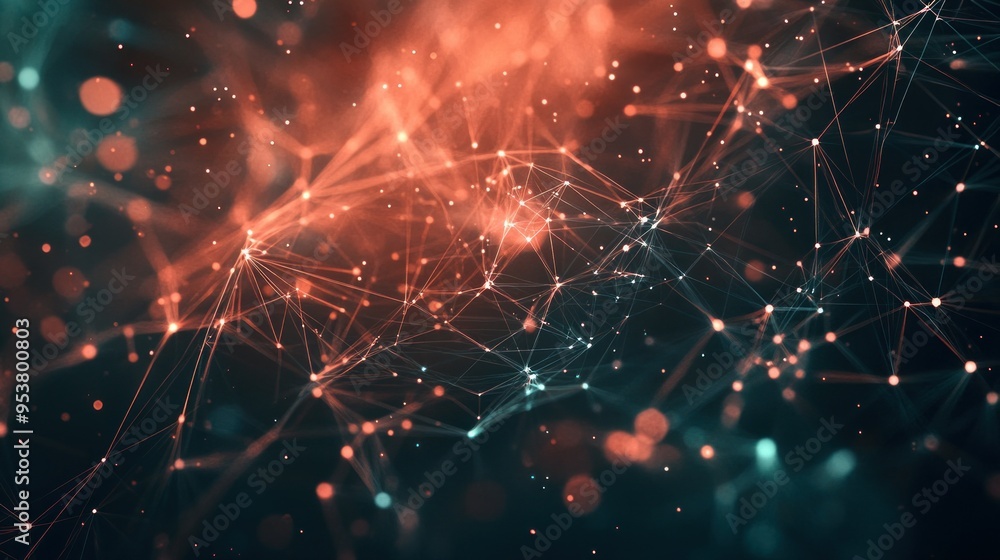 Abstract Network with Glowing Nodes and Lines Abstract Network with Glowing Nodes and Lines