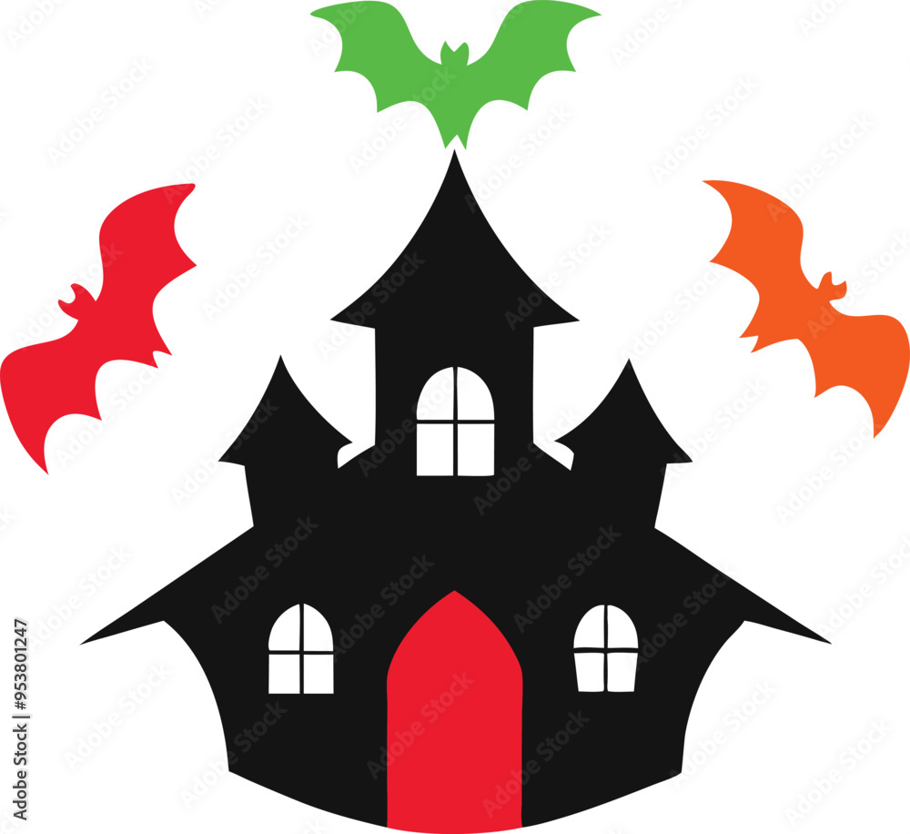 halloween house with bats halloween house with bats