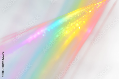 Light lens prism effect on transparent background. Holographic reflection,Blurred rainbow refraction overlay effect Light leak transparent background photo