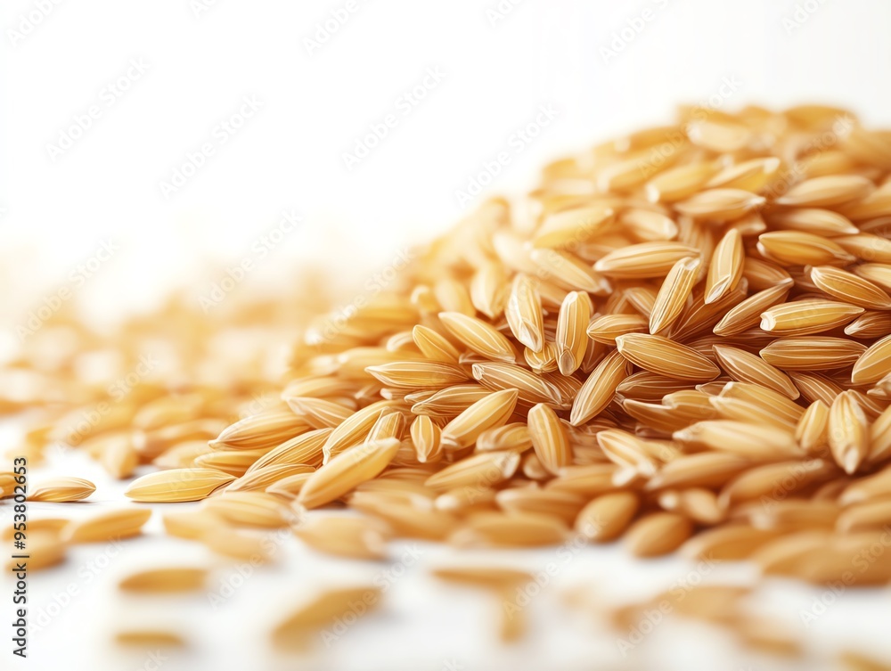 Obraz premium a pyramid of rice grains, stacking concept, 3D illustration, clean lines, isolated on white background