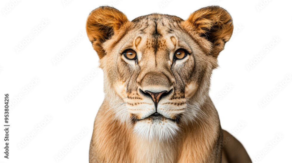 Obraz premium Lioness portrait isolated on transparent background