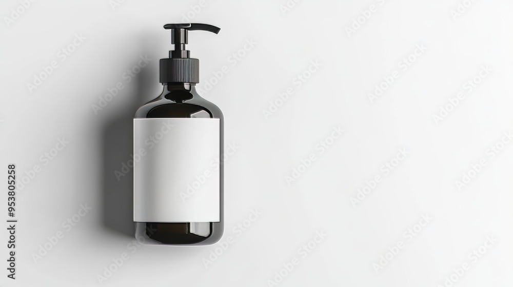 A bottle of lotion with a white label mockup isolated on white background for skincare product presentation Generative AI A bottle of lotion with a white label mockup isolated on white background for skincare product presentation Generative AI