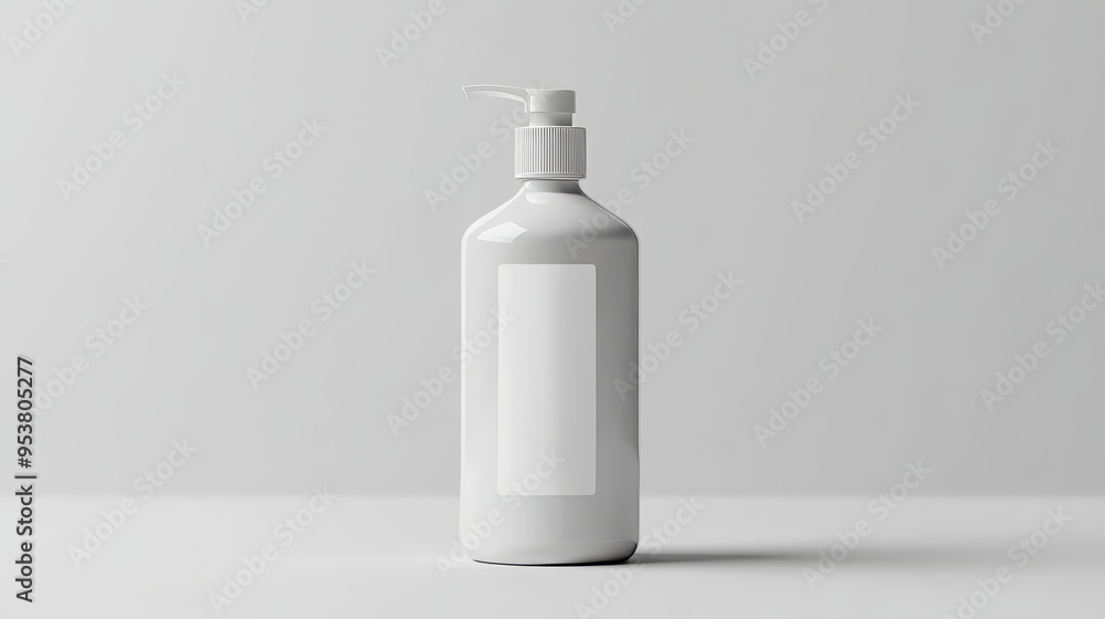 A bottle of lotion with a white label mockup isolated on white background for skincare product presentation Generative AI A bottle of lotion with a white label mockup isolated on white background for skincare product presentation Generative AI