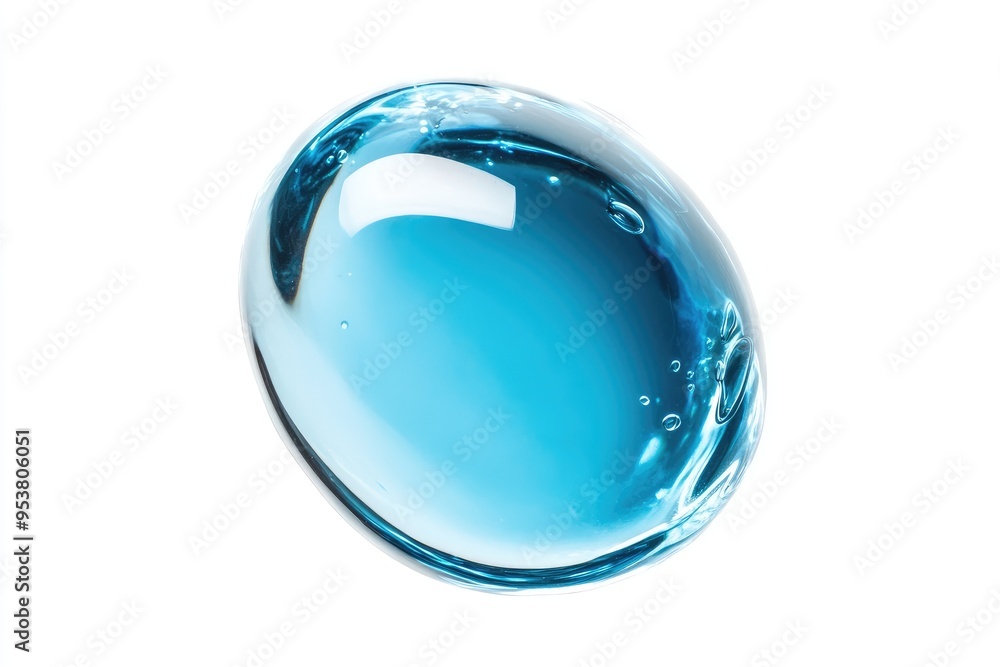 A Single Blue Gel Bead Isolated on a White Background A Single Blue Gel Bead Isolated on a White Background
