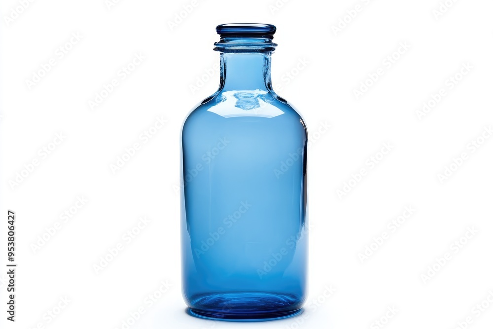 Empty Blue Glass Bottle With Cap Empty Blue Glass Bottle With Cap