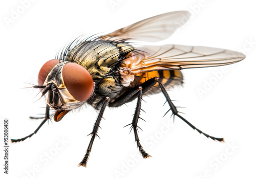 Daytime close-up of a fly isolated on transparent background