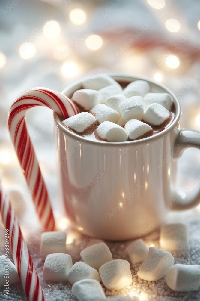 Warmth and Comfort: A Cozy Hot Chocolate MugMarshmallows and Candy Cane Warmth and Comfort: A Cozy Hot Chocolate MugMarshmallows and Candy Cane