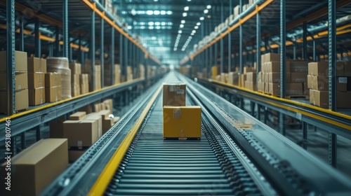 Conveyor Belt System in a Large Warehouse