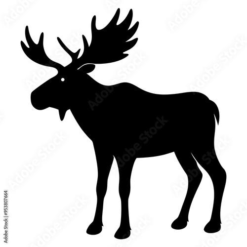 Moose Silhouettes Vector Animal Illustration on White Background