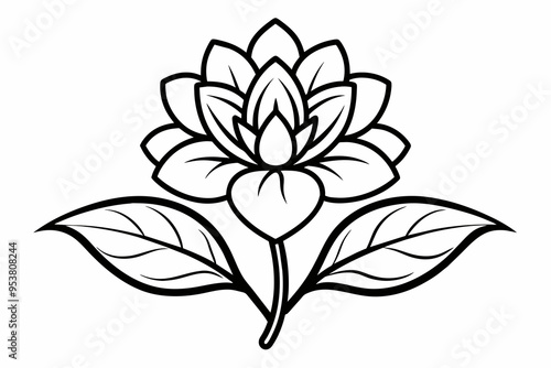 simple-flower-outline-on-white-background,Simple Flower, Flower Outline, Floral Silhouette, 