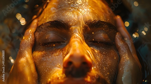 A close-up of Jesus’ hand gently placed over the eyes of a blind person, with a soft, divine light beginning to emanate from their eyes, highlighting the moment of restored vision, photo