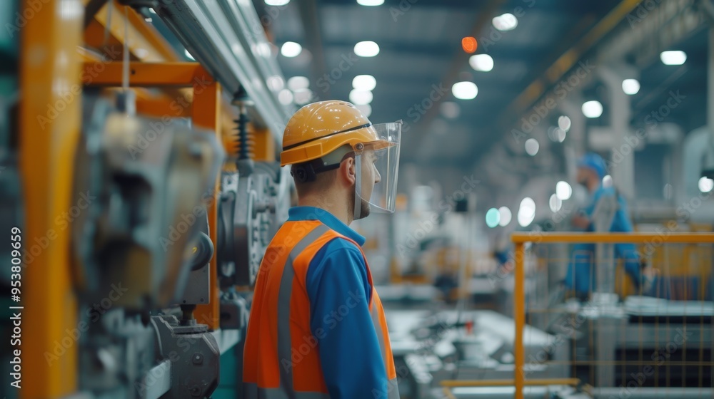 Engineers and factory managers wearing safety helmet inspect the machines in the production. inspector opened the machine to test the system to meet the standard. machine, maintenance Engineers and factory managers wearing safety helmet inspect the machines in the production. inspector opened the machine to test the system to meet the standard. machine, maintenance