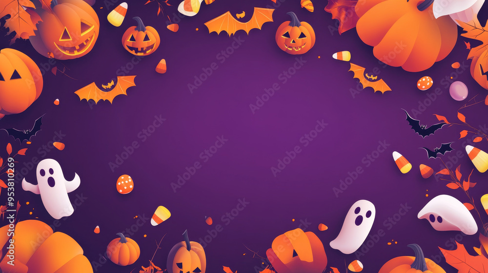 A Halloween themed background with bats and pumpkins A Halloween themed background with bats and pumpkins