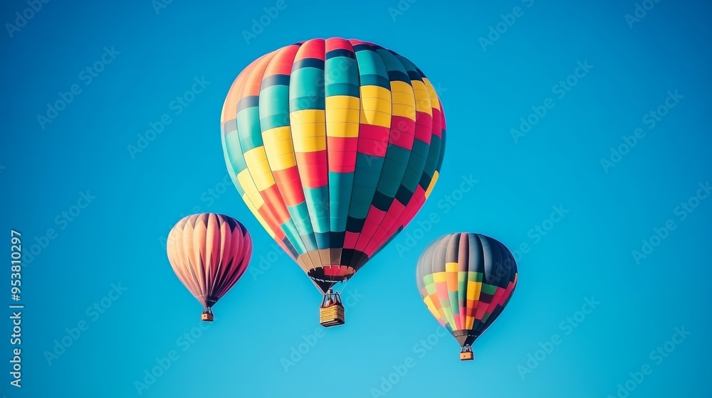 Vibrant Hot Air Balloons Over Blue Sky at Albuquerque Balloon Festival Generative AI Vibrant Hot Air Balloons Over Blue Sky at Albuquerque Balloon Festival Generative AI
