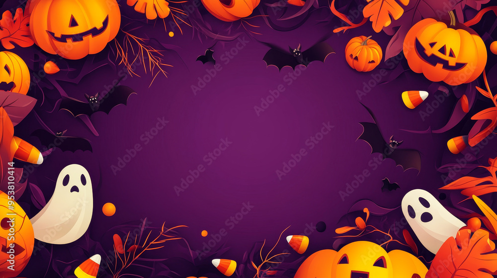 A Halloween themed background with bats and pumpkins A Halloween themed background with bats and pumpkins