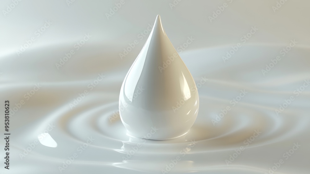 Fototapeta premium Macro Shot of a Single Drop of Milk Suspended in Mid Air Against a Minimalist Background, Ideal for Creative Concepts and Product Photography Generative AI
