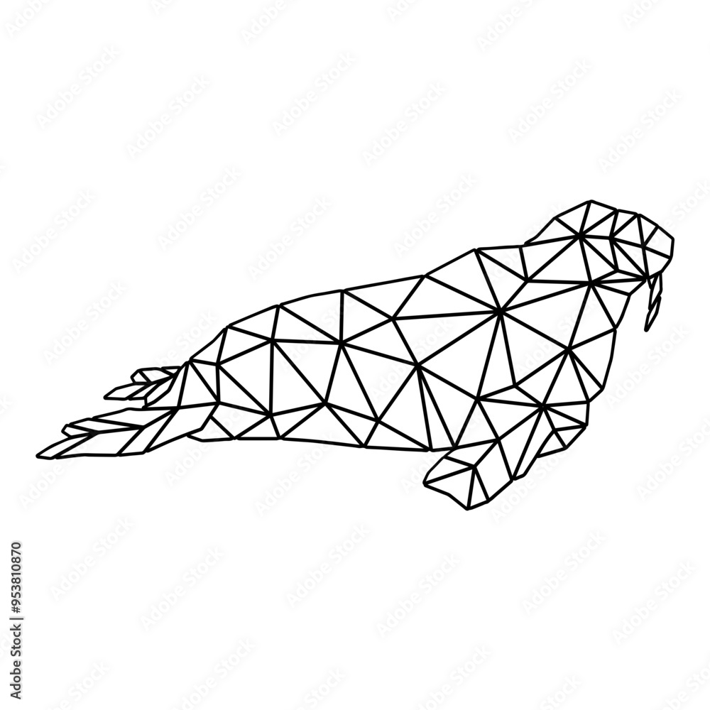 Geometric Walrus Outline Geometric Walrus Outline