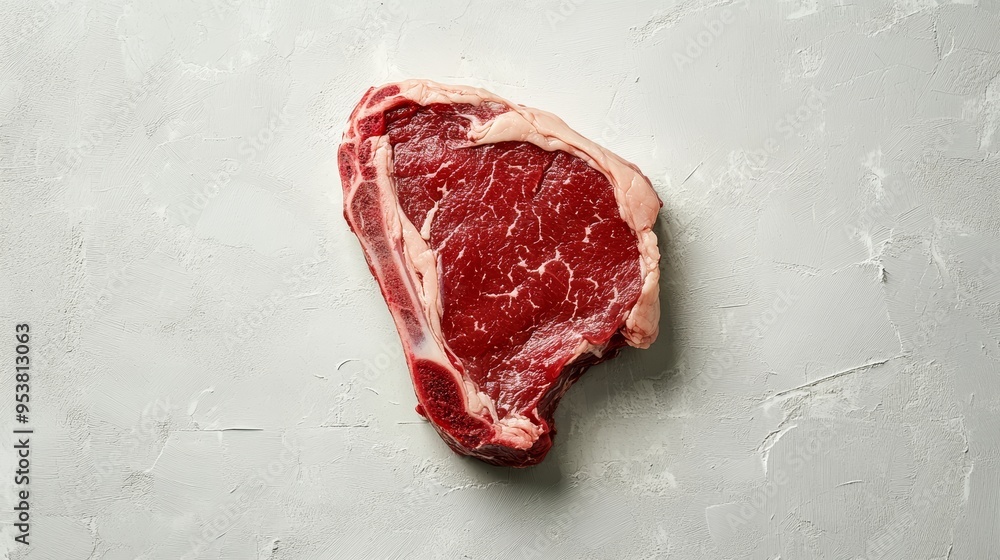 Raw Steak on Light Gray Background, Perfect for Food Blogging or Restaurant Menu Generative AI Raw Steak on Light Gray Background, Perfect for Food Blogging or Restaurant Menu Generative AI