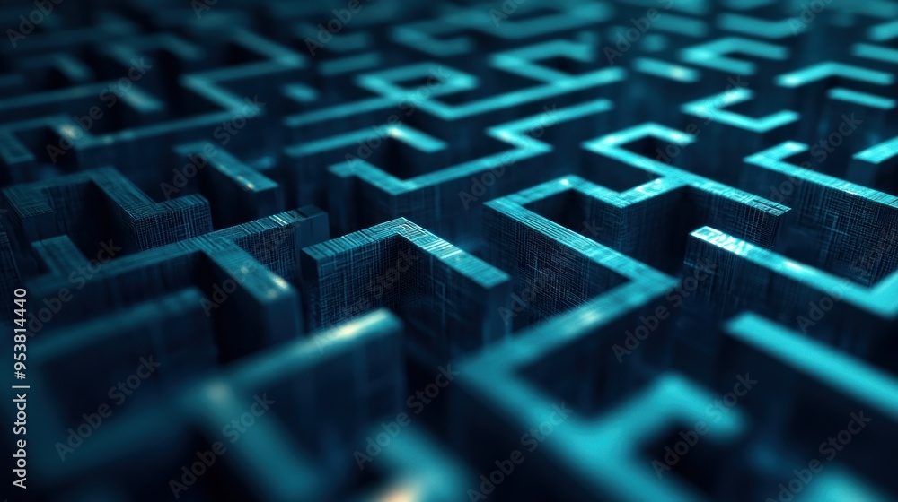 A Close-Up View of a Blue Labyrinthine Structure A Close-Up View of a Blue Labyrinthine Structure