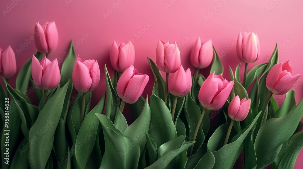 Mothers Day and Valentines Day Background Concept with Pink Tulip Flowers Generative AI Mothers Day and Valentines Day Background Concept with Pink Tulip Flowers Generative AI