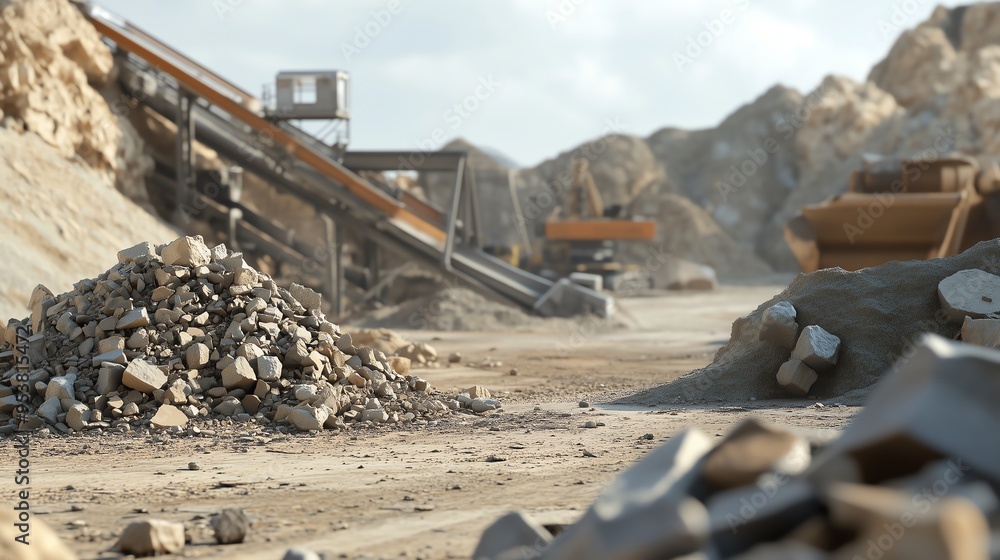 Fototapeta premium Excavation Site Using Advanced Technology - Modern Equipment and Techniques