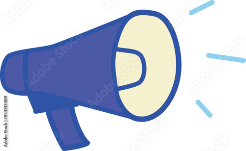 Loudspeaker icon. Hand drawn color doodle megaphone