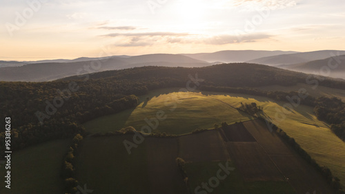 Fototapeta Naklejka Na Ścianę i Meble -  One of the many hills in Low Beskids mountains in Poland.