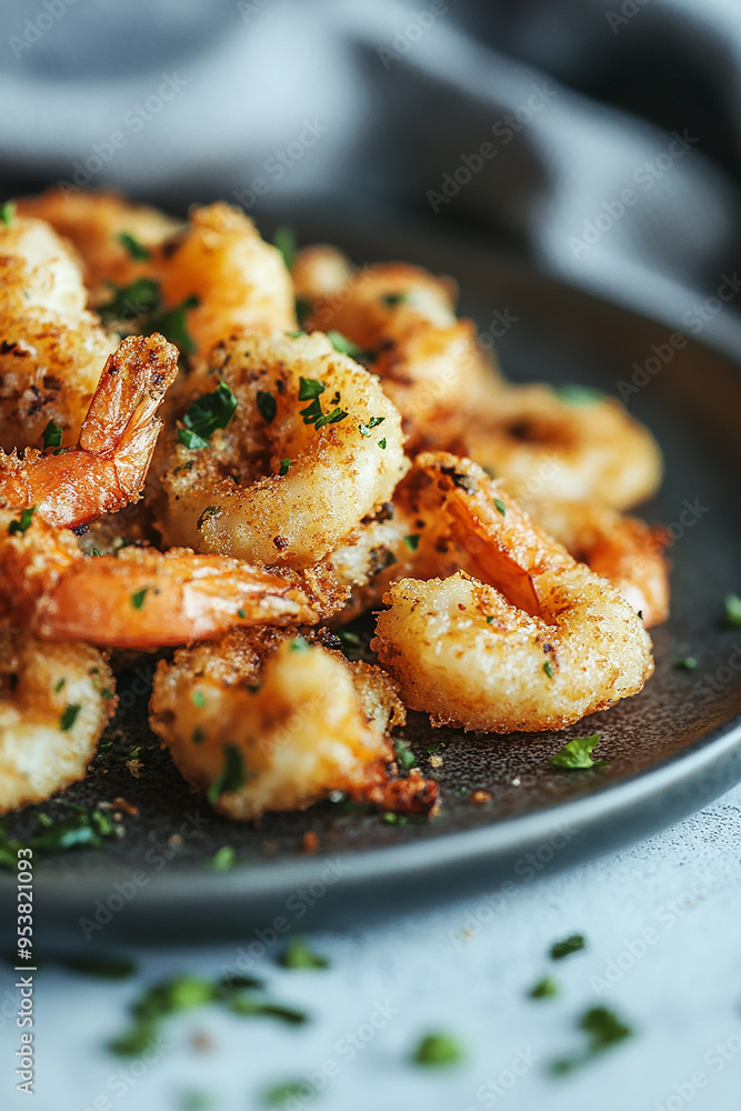 fried crispy prawn on a plate closeup shot generated by AI fried crispy prawn on a plate closeup shot generated by AI