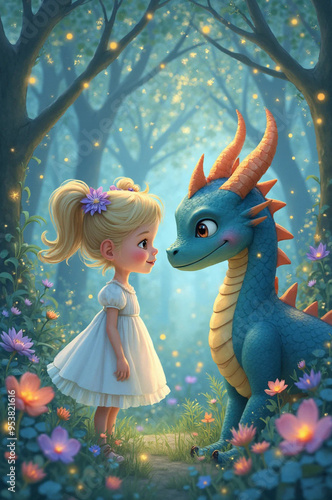 Kids Book Cover My Magical Dragon Friend - AI generated