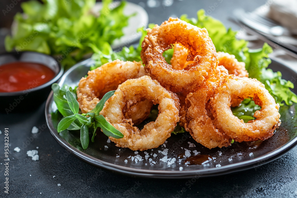 fried crispy prawn on a plate closeup shot generated by AI fried crispy prawn on a plate closeup shot generated by AI