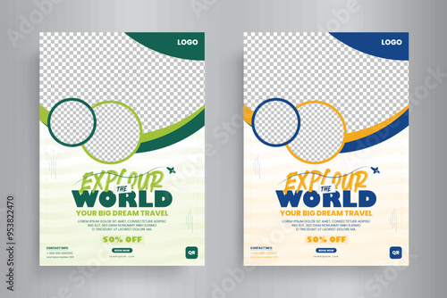 Travel Flyer or Poster Template design layout, Travel agency flyer vector posters for business.	
