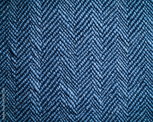 Blue herringbone fabric texture background