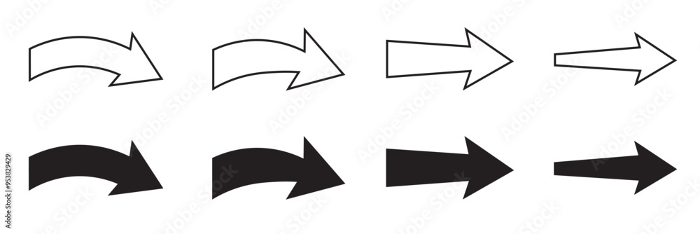 Vector Set of Arrows, Versatile Arrow Icons set Collection with white background.