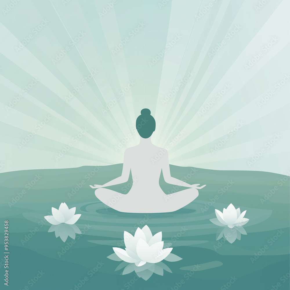 custom made wallpaper toronto digitalsilhouette meditating on water with lotus flowers