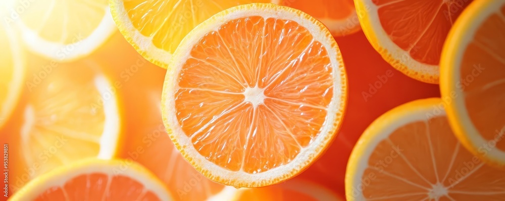 Vibrant orange slice background with fresh citrus fruit, ideal for summer themes, nutrition concepts, or beverage promotions. Vibrant orange slice background with fresh citrus fruit, ideal for summer themes, nutrition concepts, or beverage promotions.