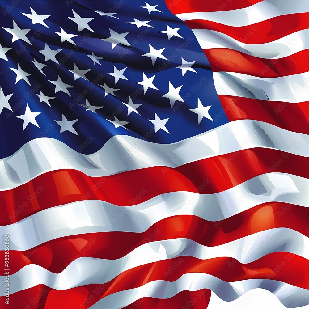 Obraz premium A Close-Up View of a Waving American Flag