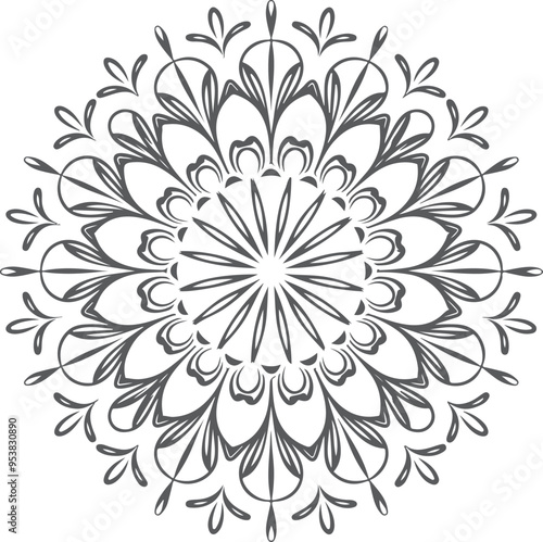 Flower Bloom Radial mandala design silhouette vector illustration