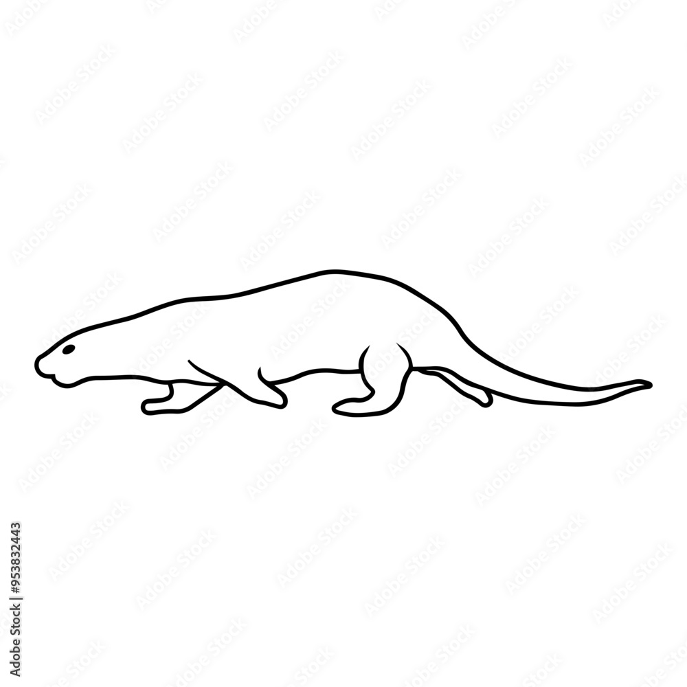 Fototapeta premium Otter Side View Outline