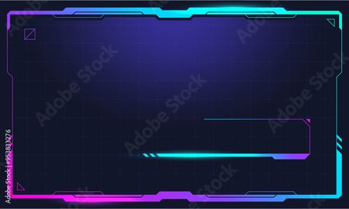 Futuristic neon window template. Cyber interface panel