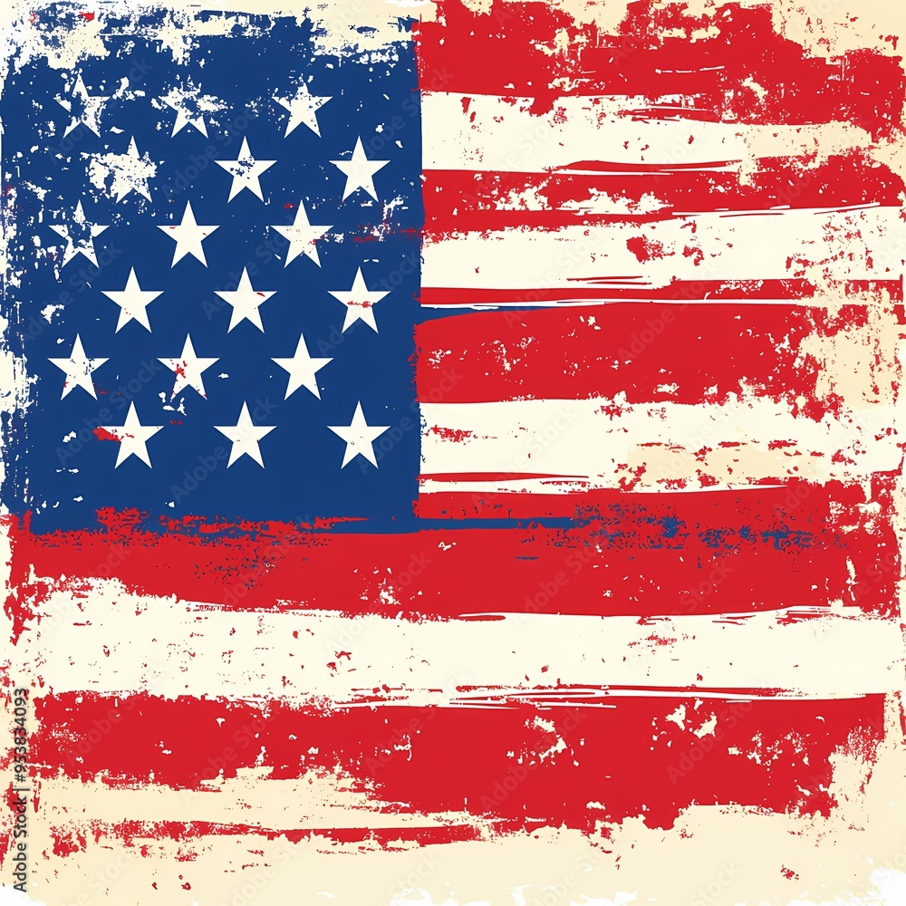 Distressed American Flag with White Stars on Blue Field Distressed American Flag with White Stars on Blue Field