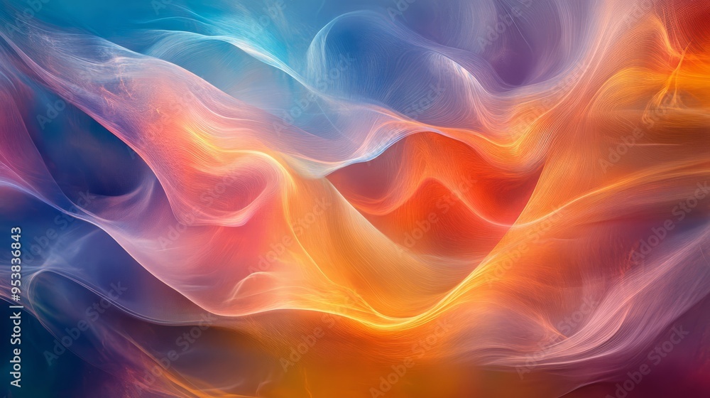 Fototapeta premium Wind-Inspired Abstract Art: Flowing Lines & Soft Gradients