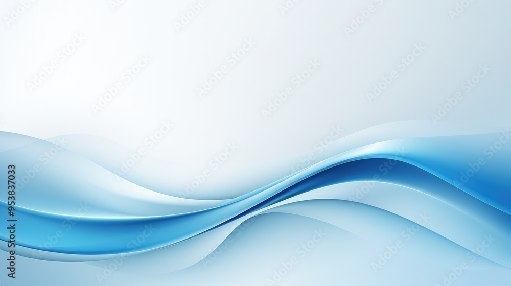 Fototapeta premium A smooth, flowing abstract design featuring blue waves on a light background, ideal for backgrounds or graphic projects.
