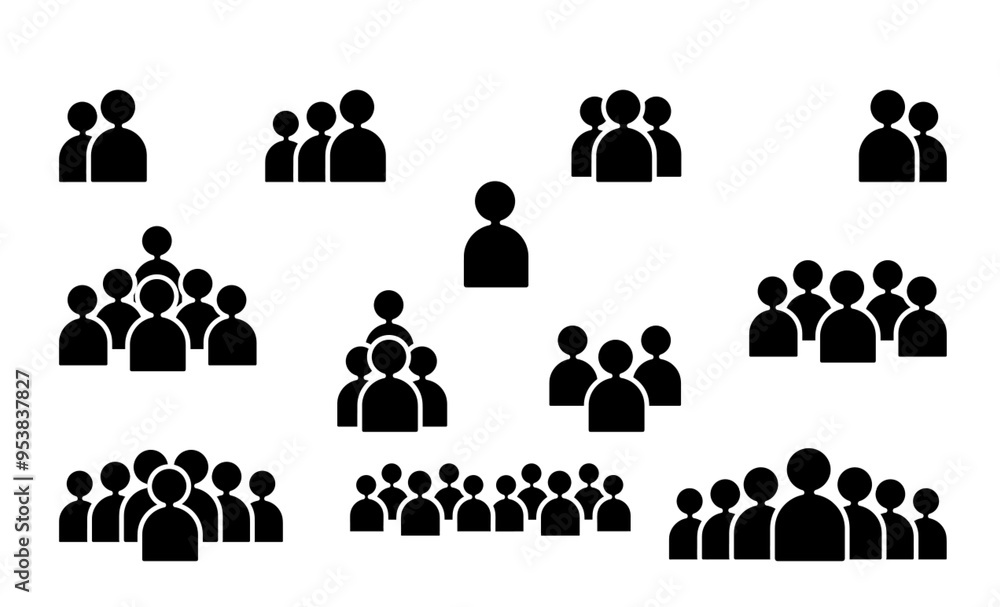 Set of People. Collection web icons people. Silhouettes business people, teamwork, team, group, black color. illustration. Set of People. Collection web icons people. Silhouettes business people, teamwork, team, group, black color. illustration.