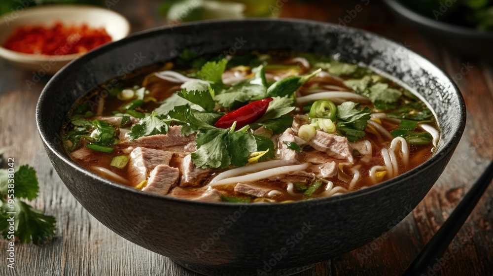 Vietnamese Pho Soup with Meat and Herbs Vietnamese Pho Soup with Meat and Herbs