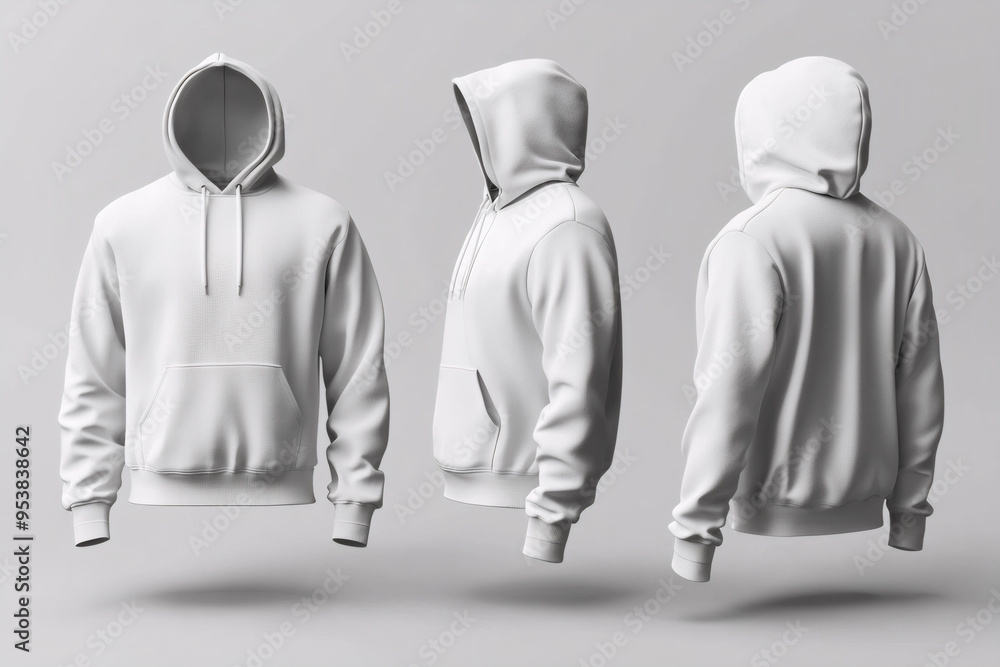 3D Realistic White Hoodie | Front and Back View 3D Realistic White Hoodie | Front and Back View