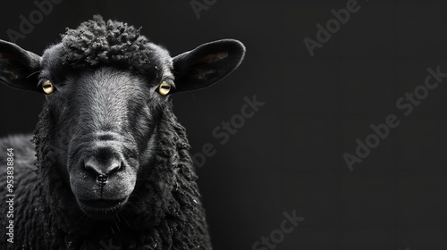 Sheep close up holding an empty. Generative Ai